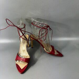 Gianna Meliani Red Leather Strappy Sandal Heels, size 38